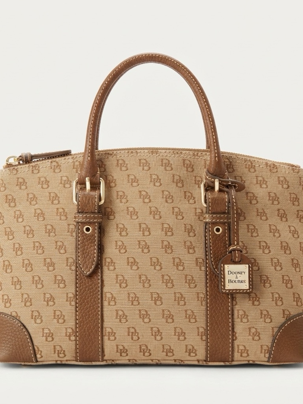 Dooney Bourke Tan Monogram Satchel Handbag - Women's Bag